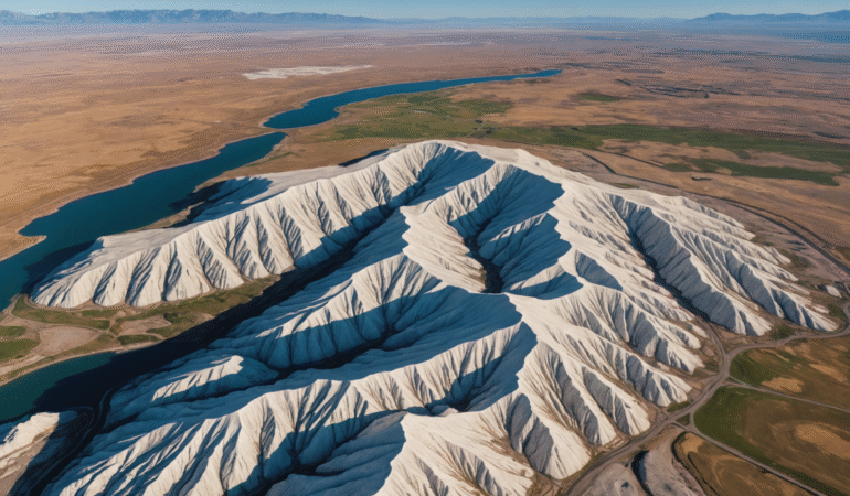 Géologie du lac salé et falaises aux États-Unis
