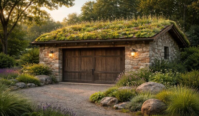 Construire un garage avec des pierres naturelles et un toit végétalisé pour intégrer votre construction Construire un garage avec des pierres naturelles et un toit végétalisé pour intégrer votre construction