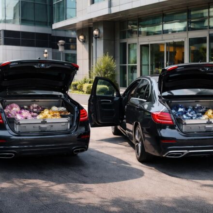 Minéraux rares transportés en voiture sécurisée avec BMW Série 5 et Mercedes Classe E