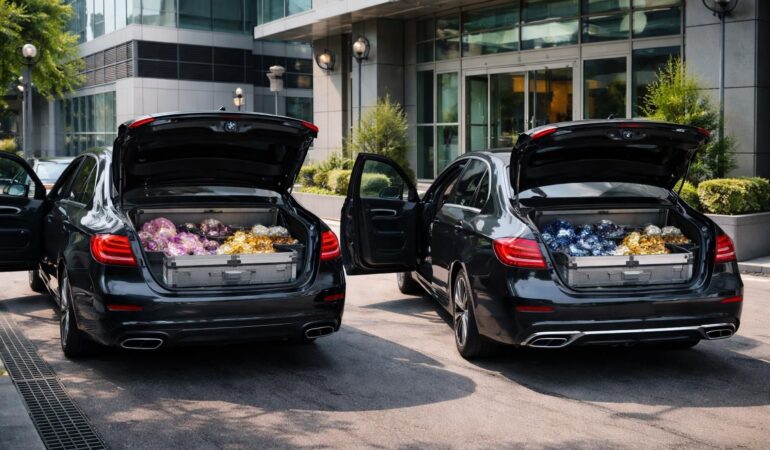 Minéraux rares transportés en voiture sécurisée avec BMW Série 5 et Mercedes Classe E