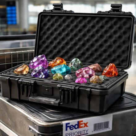 Transporter des échantillons minéraux précieux avec valise Peli Case et FedEx Priority mondial